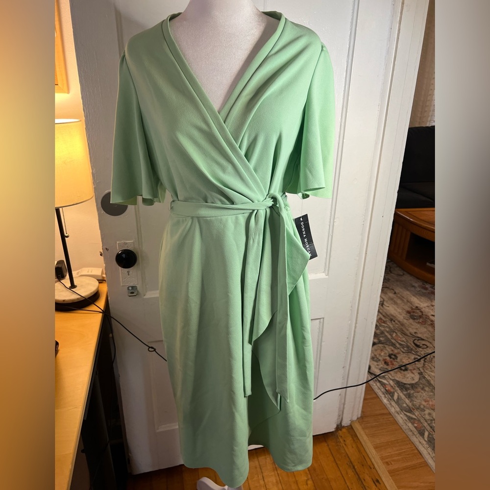 Donna Morgan Light Green Wrap Dress
